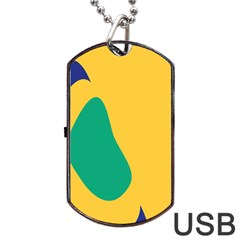 Yellow Green Blue Dog Tag Usb Flash (one Side)