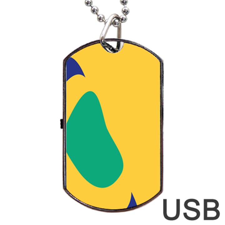 Yellow Green Blue Dog Tag USB Flash (One Side)