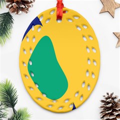 Yellow Green Blue Ornament (Oval Filigree)