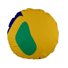 Yellow Green Blue Standard 15  Premium Round Cushions