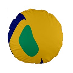 Yellow Green Blue Standard 15  Premium Flano Round Cushions