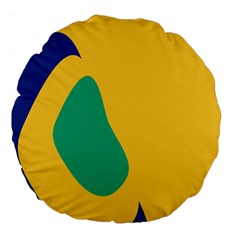 Yellow Green Blue Large 18  Premium Flano Round Cushions