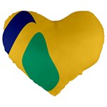 Yellow Green Blue Large 19  Premium Flano Heart Shape Cushions Front