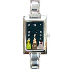 Animals Lovebird Walnut Peacock Parrots Birds Rectangle Italian Charm Watch by Mariart