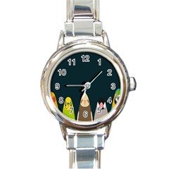 Animals Lovebird Walnut Peacock Parrots Birds Round Italian Charm Watch by Mariart