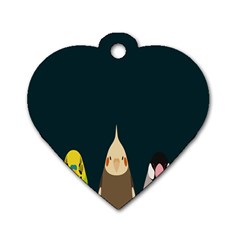 Animals Lovebird Walnut Peacock Parrots Birds Dog Tag Heart (two Sides) by Mariart