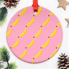 Banana Fruit Yellow Pink Ornament (round)