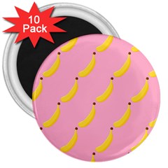 Banana Fruit Yellow Pink 3  Magnets (10 Pack) 