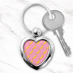 Banana Fruit Yellow Pink Key Chains (heart) 