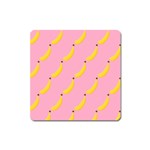 Banana Fruit Yellow Pink Square Magnet Front