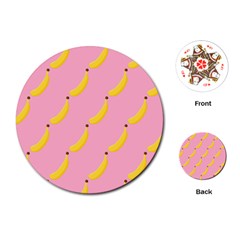 Banana Fruit Yellow Pink Playing Cards (round) 