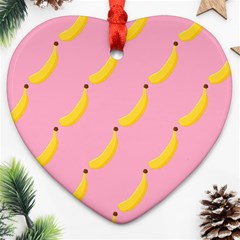 Banana Fruit Yellow Pink Heart Ornament (two Sides) by Mariart