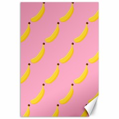 Banana Fruit Yellow Pink Canvas 12  X 18  