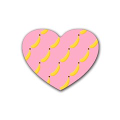 Banana Fruit Yellow Pink Heart Coaster (4 Pack) 