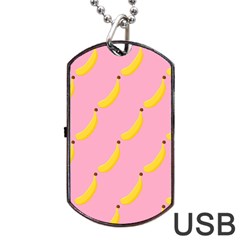 Banana Fruit Yellow Pink Dog Tag Usb Flash (two Sides) by Mariart