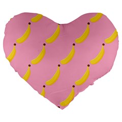 Banana Fruit Yellow Pink Large 19  Premium Heart Shape Cushions by Mariart