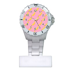 Banana Fruit Yellow Pink Plastic Nurses Watch by Mariart