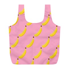 Banana Fruit Yellow Pink Full Print Recycle Bags (l) 