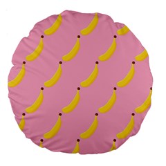 Banana Fruit Yellow Pink Large 18  Premium Flano Round Cushions