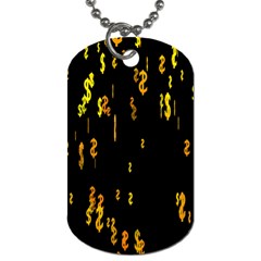 Animated Falling Spinning Shining 3d Golden Dollar Signs Against Transparent Dog Tag (two Sides) by Mariart