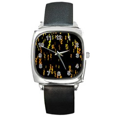 Animated Falling Spinning Shining 3d Golden Dollar Signs Against Transparent Square Metal Watch