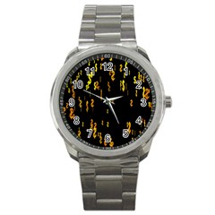 Animated Falling Spinning Shining 3d Golden Dollar Signs Against Transparent Sport Metal Watch