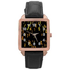 Animated Falling Spinning Shining 3d Golden Dollar Signs Against Transparent Rose Gold Leather Watch  by Mariart