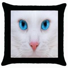 Beautiful White Face Cat Animals Blue Eye Throw Pillow Case (black) by Mariart