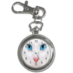 Beautiful White Face Cat Animals Blue Eye Key Chain Watches