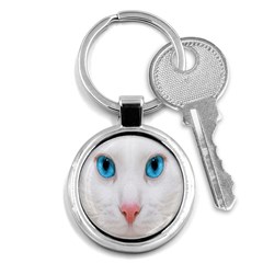 Beautiful White Face Cat Animals Blue Eye Key Chains (round) 