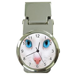 Beautiful White Face Cat Animals Blue Eye Money Clip Watches