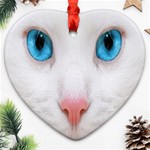 Beautiful White Face Cat Animals Blue Eye Heart Ornament (Two Sides) Front