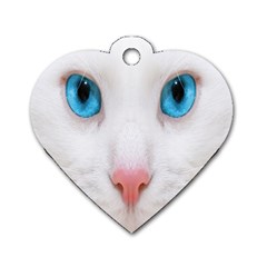 Beautiful White Face Cat Animals Blue Eye Dog Tag Heart (one Side)