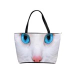 Beautiful White Face Cat Animals Blue Eye Shoulder Handbags Front