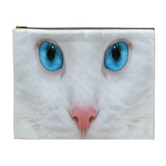 Beautiful White Face Cat Animals Blue Eye Cosmetic Bag (xl)