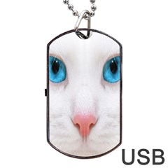 Beautiful White Face Cat Animals Blue Eye Dog Tag Usb Flash (one Side)