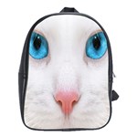 Beautiful White Face Cat Animals Blue Eye School Bag (XL) Front