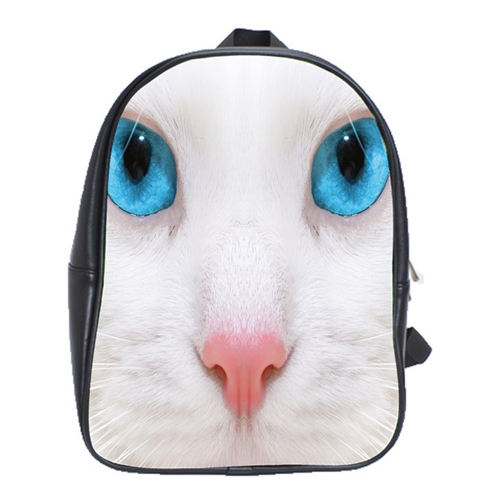 Beautiful White Face Cat Animals Blue Eye School Bag (XL)