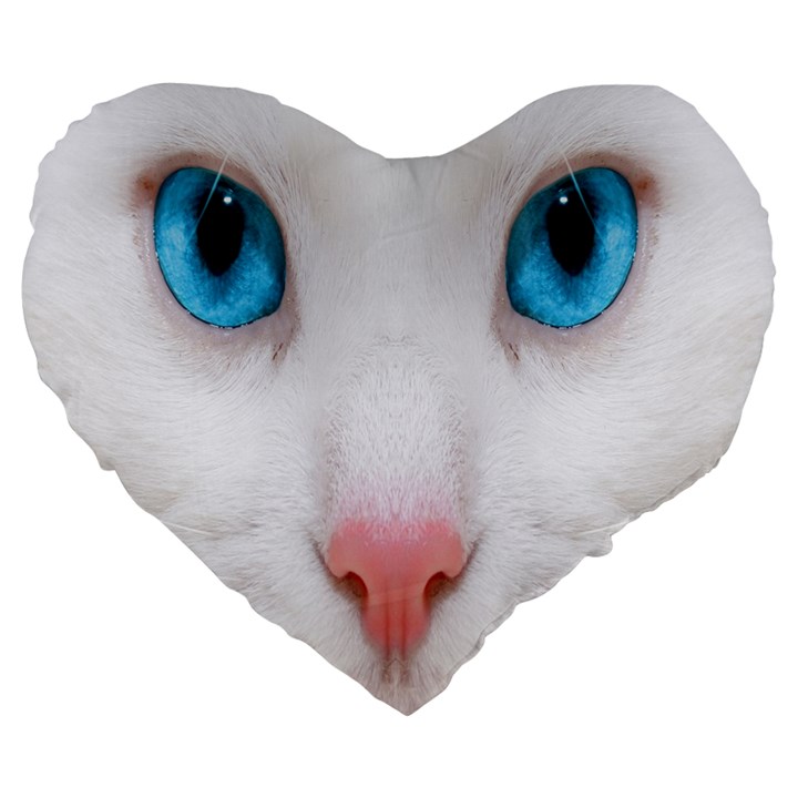 Beautiful White Face Cat Animals Blue Eye Large 19  Premium Heart Shape Cushions