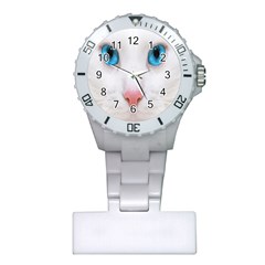 Beautiful White Face Cat Animals Blue Eye Plastic Nurses Watch by Mariart