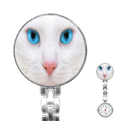 Beautiful White Face Cat Animals Blue Eye Stainless Steel Nurses Watch