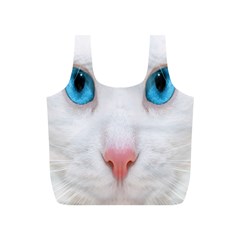 Beautiful White Face Cat Animals Blue Eye Full Print Recycle Bags (s)  by Mariart