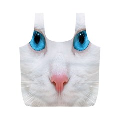 Beautiful White Face Cat Animals Blue Eye Full Print Recycle Bags (m) 