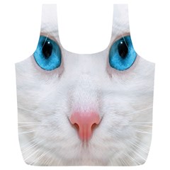 Beautiful White Face Cat Animals Blue Eye Full Print Recycle Bags (l)  by Mariart