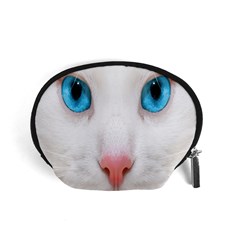 Beautiful White Face Cat Animals Blue Eye Accessory Pouches (small) 