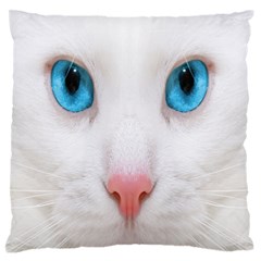 Beautiful White Face Cat Animals Blue Eye Large Flano Cushion Case (two Sides) by Mariart