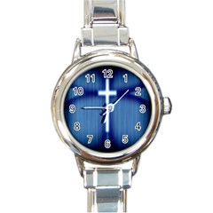 Blue Cross Christian Round Italian Charm Watch