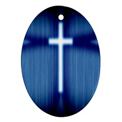 Blue Cross Christian Ornament (Oval)