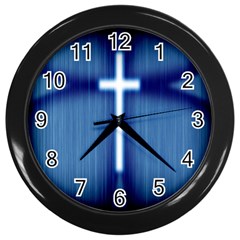 Blue Cross Christian Wall Clocks (black) by Mariart