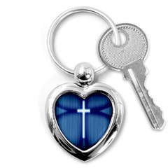 Blue Cross Christian Key Chains (Heart) 